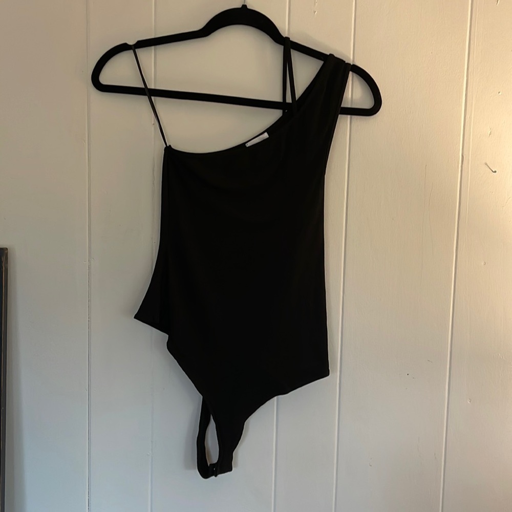 Lelis , black , ribbed , one shoulder, body suit